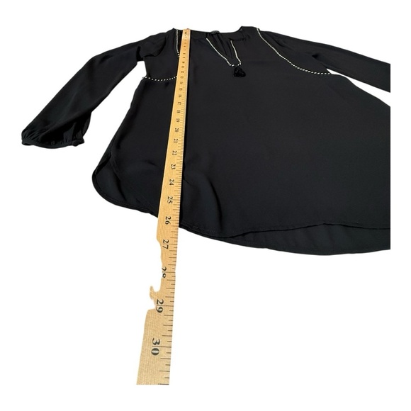 J. Crew Black White Split Neck Tassel Braided Trim Popover Tunic Womens Size 2 - Picture 5 of 10